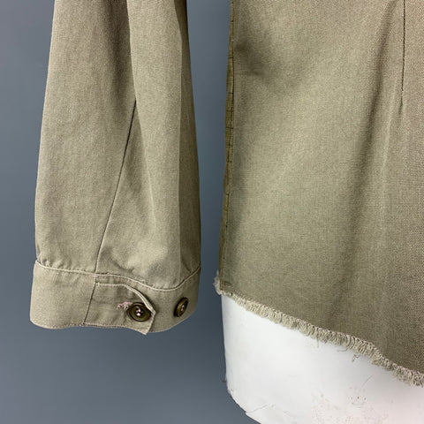 GRIFFIN XL Khaki Mixed Fabrics Cotton Hidden Buttons Jacket