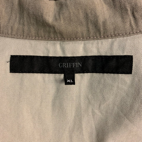 GRIFFIN XL Khaki Mixed Fabrics Cotton Hidden Buttons Jacket