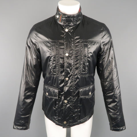 GUCCI 36 Black Shiny High Collar Puff Jacket