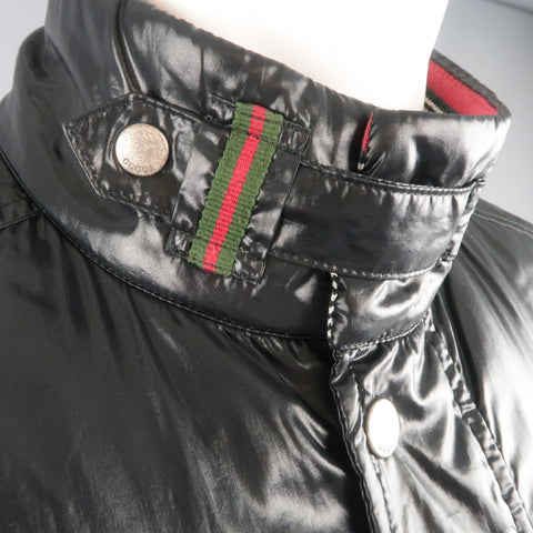 GUCCI 36 Black Shiny High Collar Puff Jacket