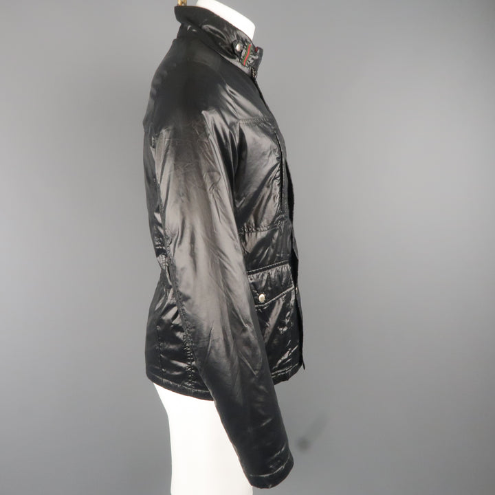 GUCCI 36 Black Shiny High Collar Puff Jacket