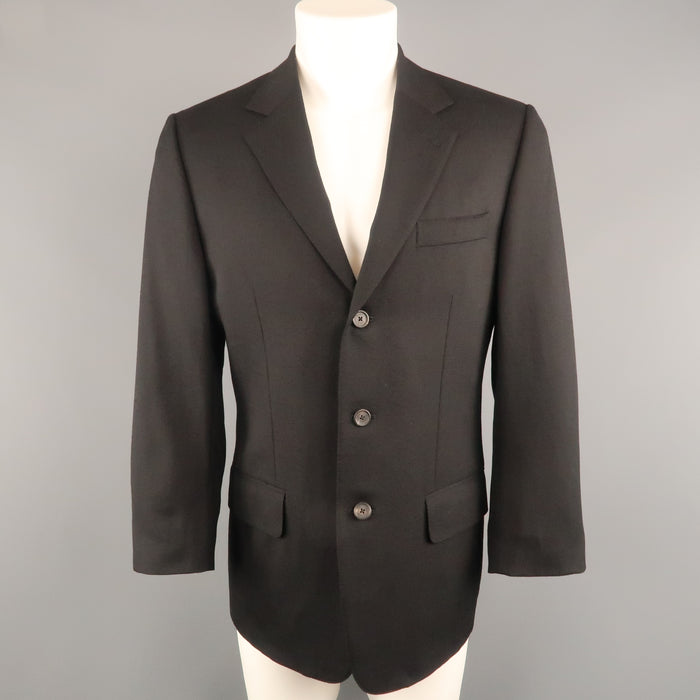 GUCCI 36 Black Solid Wool / Mohair Glenplaid Textured Sport Coat