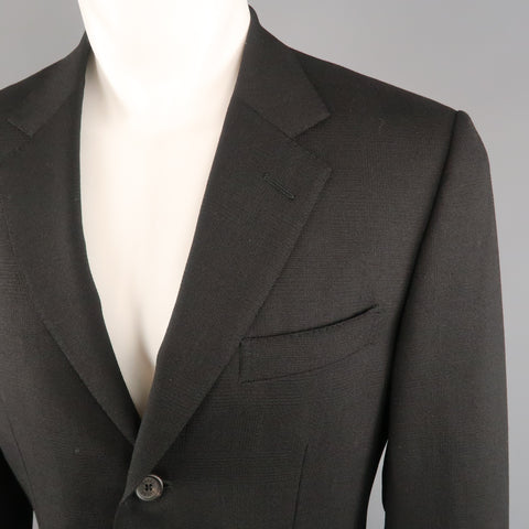 GUCCI 36 Black Solid Wool / Mohair Glenplaid Textured Sport Coat