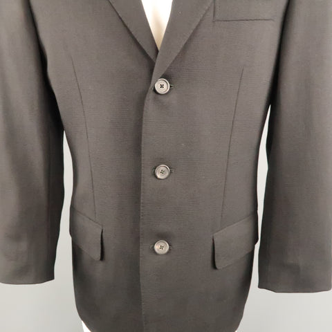 GUCCI 36 Black Solid Wool / Mohair Glenplaid Textured Sport Coat