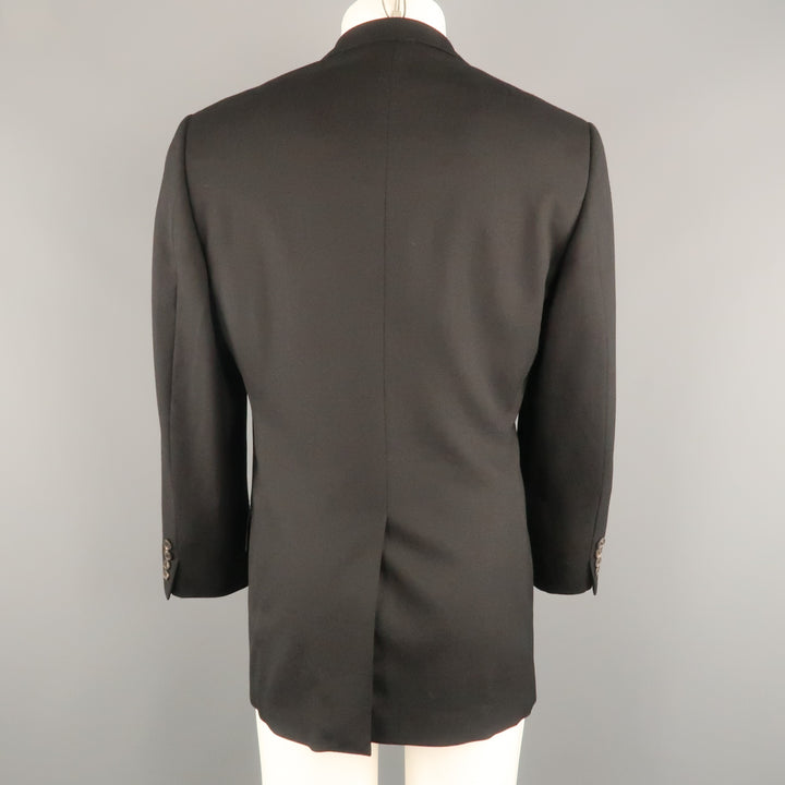 GUCCI 36 Black Solid Wool / Mohair Glenplaid Textured Sport Coat