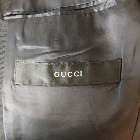 GUCCI 36 Black Solid Wool / Mohair Glenplaid Textured Sport Coat