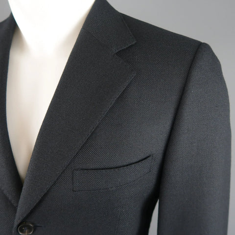 GUCCI 36 Navy Woven Wool / Mohair Notch Lapel Sport Coat GUCCI