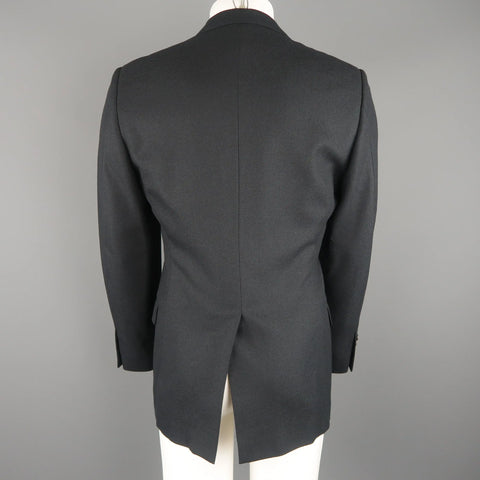 GUCCI 36 Navy Woven Wool / Mohair Notch Lapel Sport Coat GUCCI
