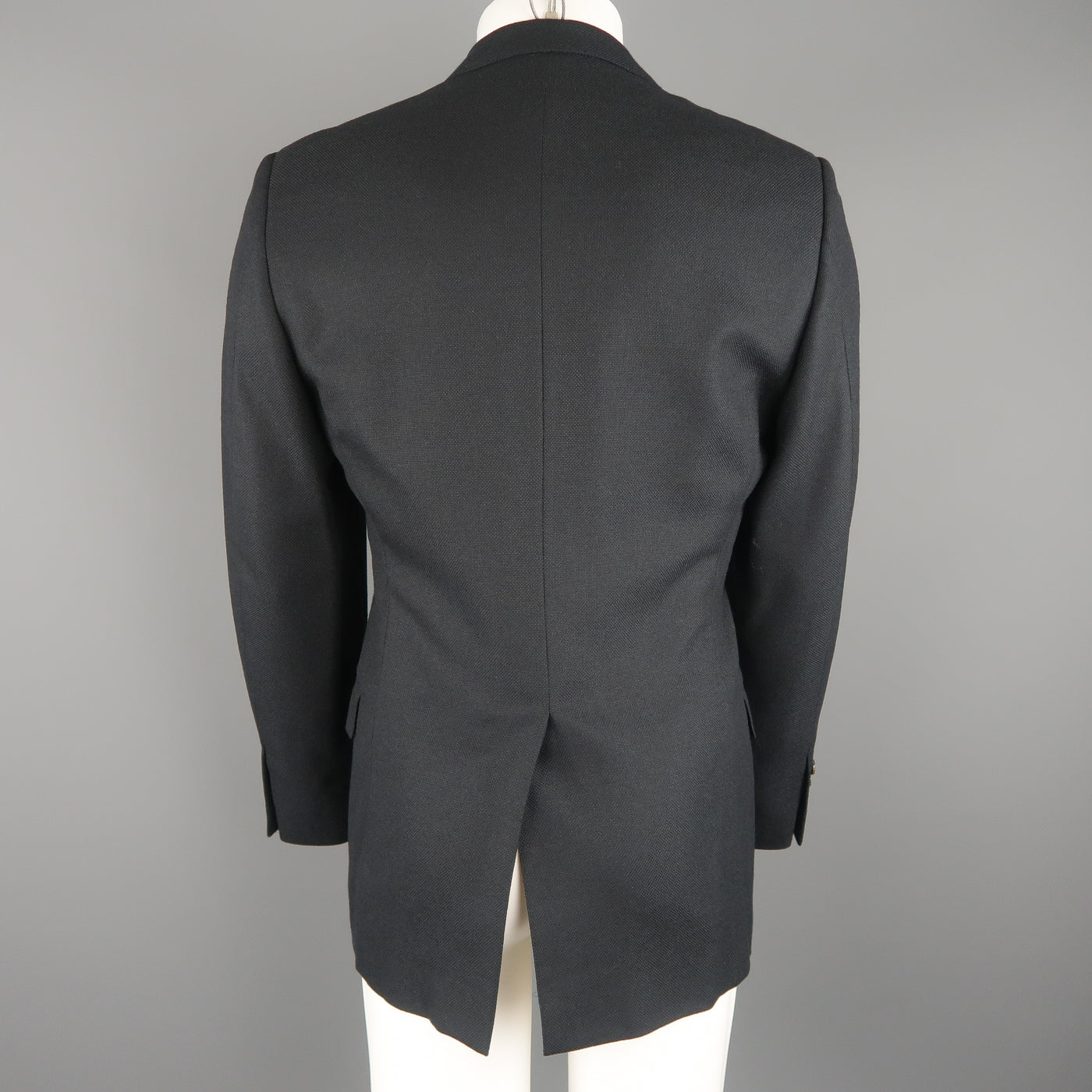 GUCCI 36 Navy Woven Wool / Mohair Notch Lapel Sport Coat