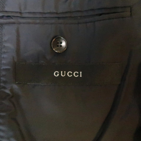 GUCCI 36 Navy Woven Wool / Mohair Notch Lapel Sport Coat GUCCI