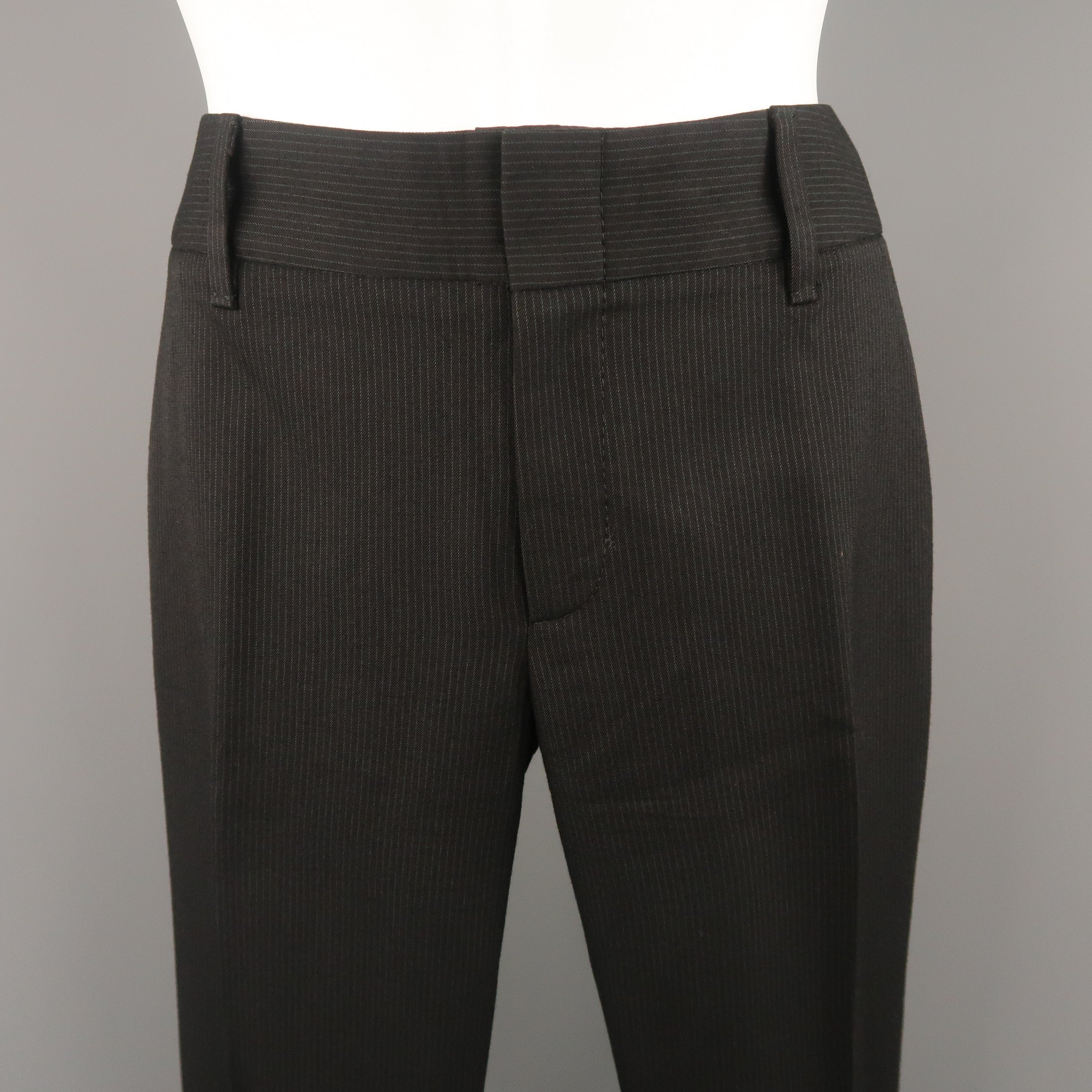 Striped wool-blend straight pants