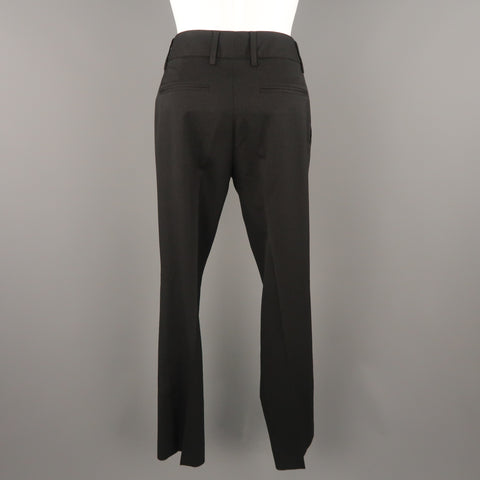 GUCCI Size 2 Black Striped Wool Blend Straight Leg Dress Pants