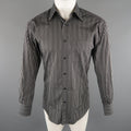 GUCCI Size S Black & Grey Stripe Cotton Long Sleeve Fitted Shirt GUCCI