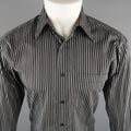 GUCCI Size S Black & Grey Stripe Cotton Long Sleeve Fitted Shirt GUCCI