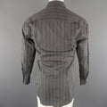 GUCCI Size S Black & Grey Stripe Cotton Long Sleeve Fitted Shirt GUCCI