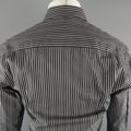 GUCCI Size S Black & Grey Stripe Cotton Long Sleeve Fitted Shirt GUCCI
