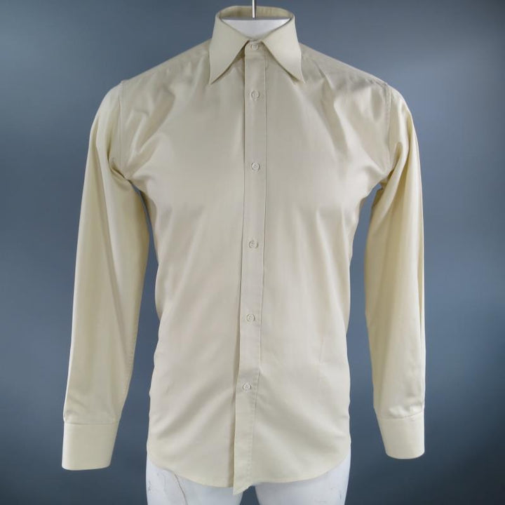 GUCCI Size S Pastel Yellow Striped Cotton Long Sleeve Shirt