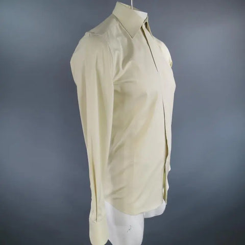 GUCCI Size S Pastel Yellow Striped Cotton Long Sleeve Shirt GUCCI