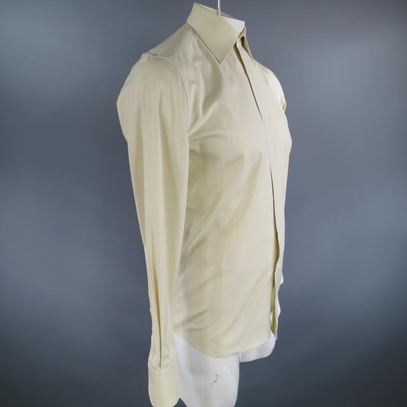 GUCCI Size S Pastel Yellow Striped Cotton Long Sleeve Shirt