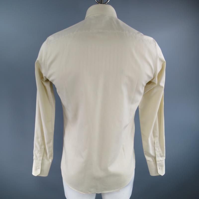 GUCCI Size S Pastel Yellow Striped Cotton Long Sleeve Shirt