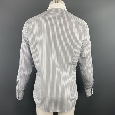 GUCCI Size XL White & Black Stripe Cotton Button Up Long Sleeve Shirt
