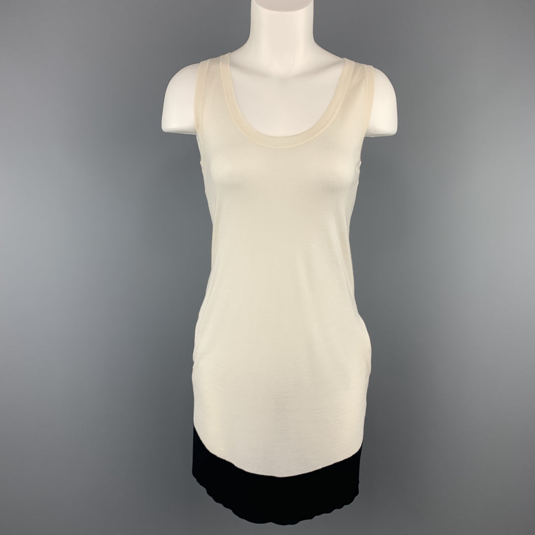 GUCCI Size XS CReam & Black Silk Blend Knit Tank Dress