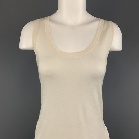 GUCCI Size XS CReam & Black Silk Blend Knit Tank Dress
