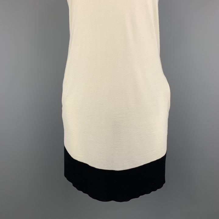 GUCCI Size XS CReam & Black Silk Blend Knit Tank Dress