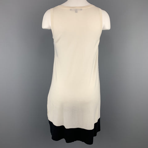 GUCCI Size XS CReam & Black Silk Blend Knit Tank Dress