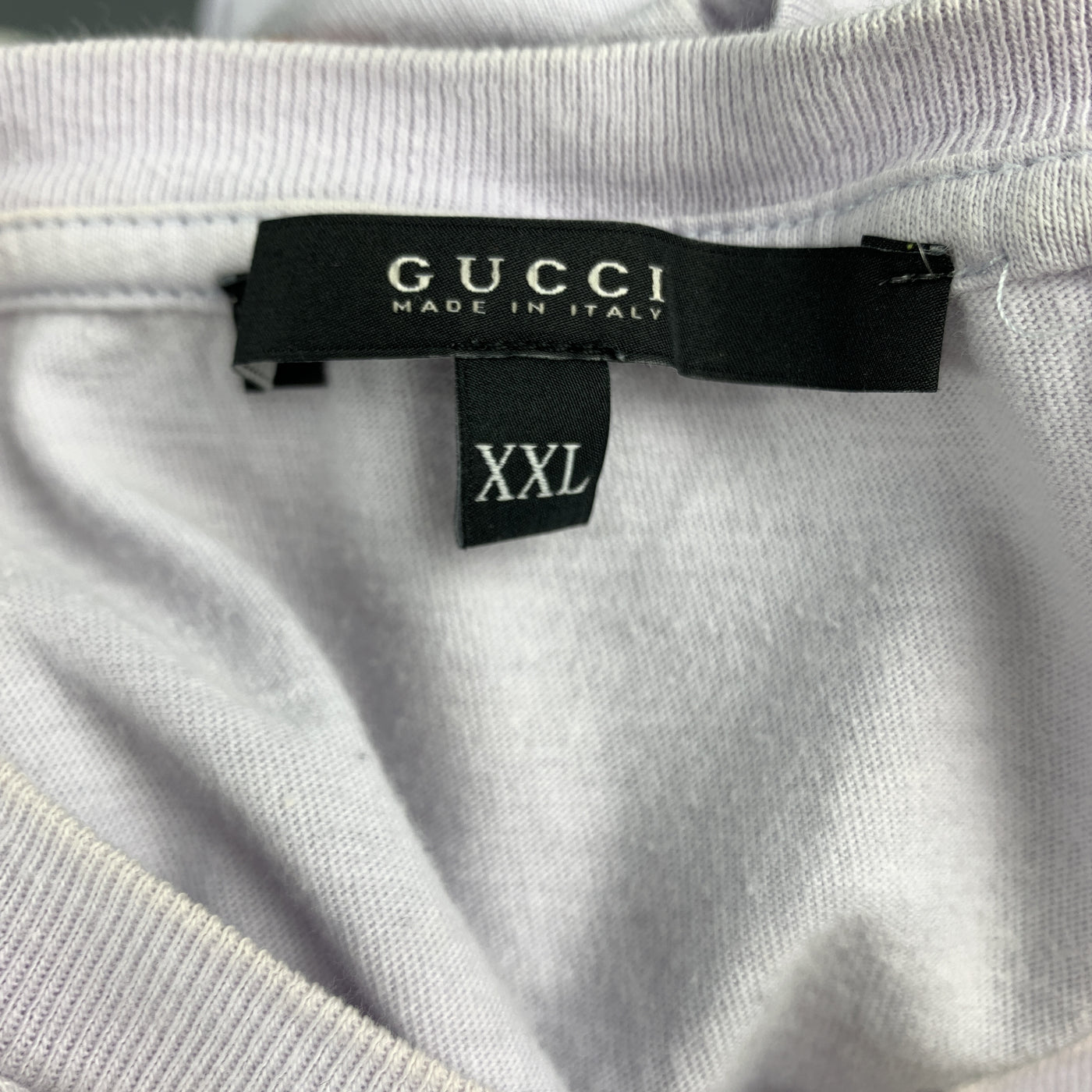 GUCCI Size XXL Powder Blue Flamingos SS 2009 Cotton Crew-Neck T-shirt
