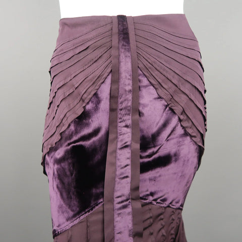 GUCCI by TOM FORD 4 Purple Silk Velvet Panel 2004 Final Collection Skirt Suit GUCCI