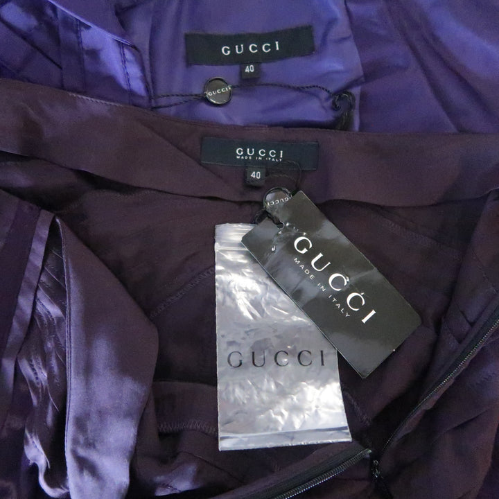 GUCCI by TOM FORD 4 Purple Silk Velvet Panel 2004 Final Collection Skirt Suit