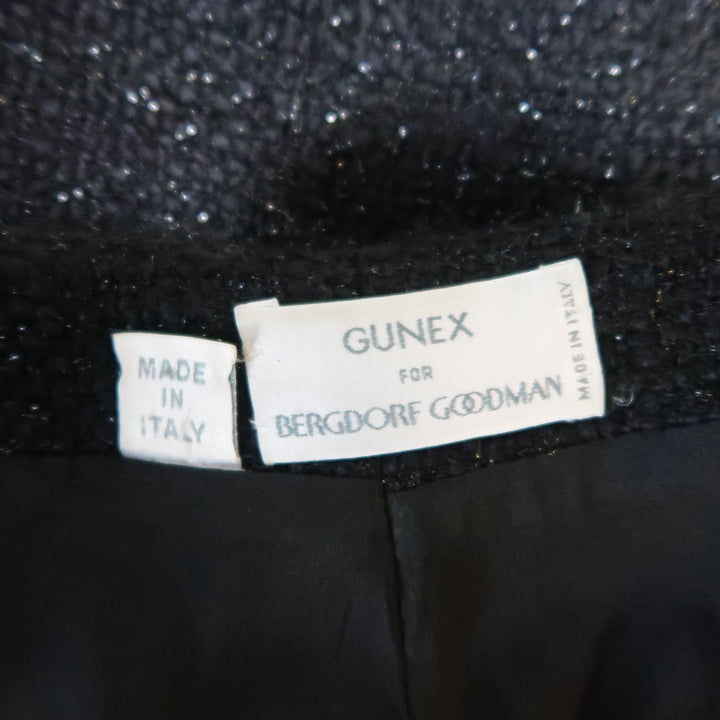 GUNEX BERGDORF GOODMAN Talla 8 Falda de línea A de tweed metálico negro 