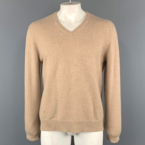HARRISON Size L Beige Solid Cashmere Sweater