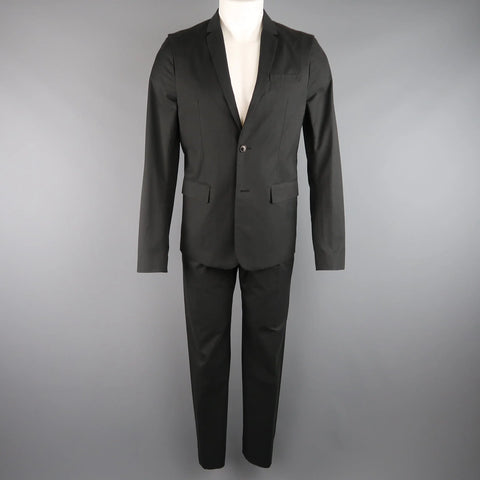 HELMUT LANG 38 Charcoal Cotton Layered Vest Jacket Suit HELMUT LANG