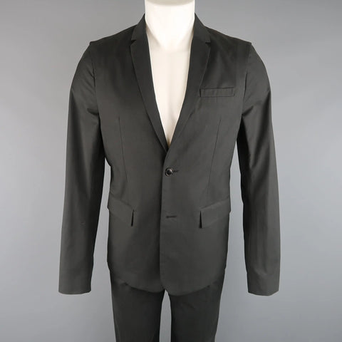 HELMUT LANG 38 Charcoal Cotton Layered Vest Jacket Suit HELMUT LANG