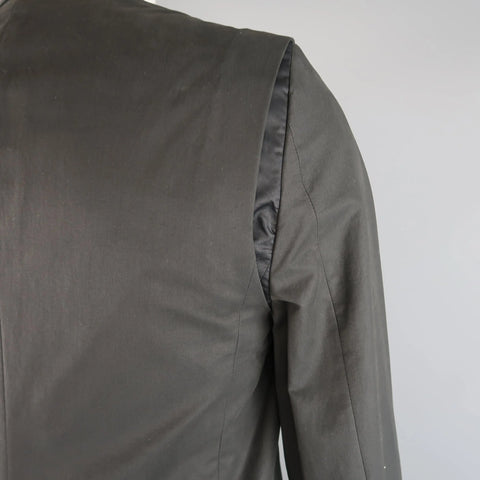 HELMUT LANG 38 Charcoal Cotton Layered Vest Jacket Suit HELMUT LANG