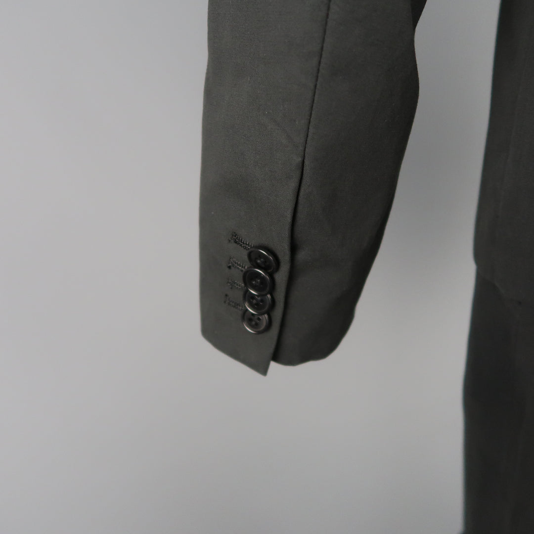 HELMUT LANG 38 Charcoal Cotton Layered Vest Jacket Suit