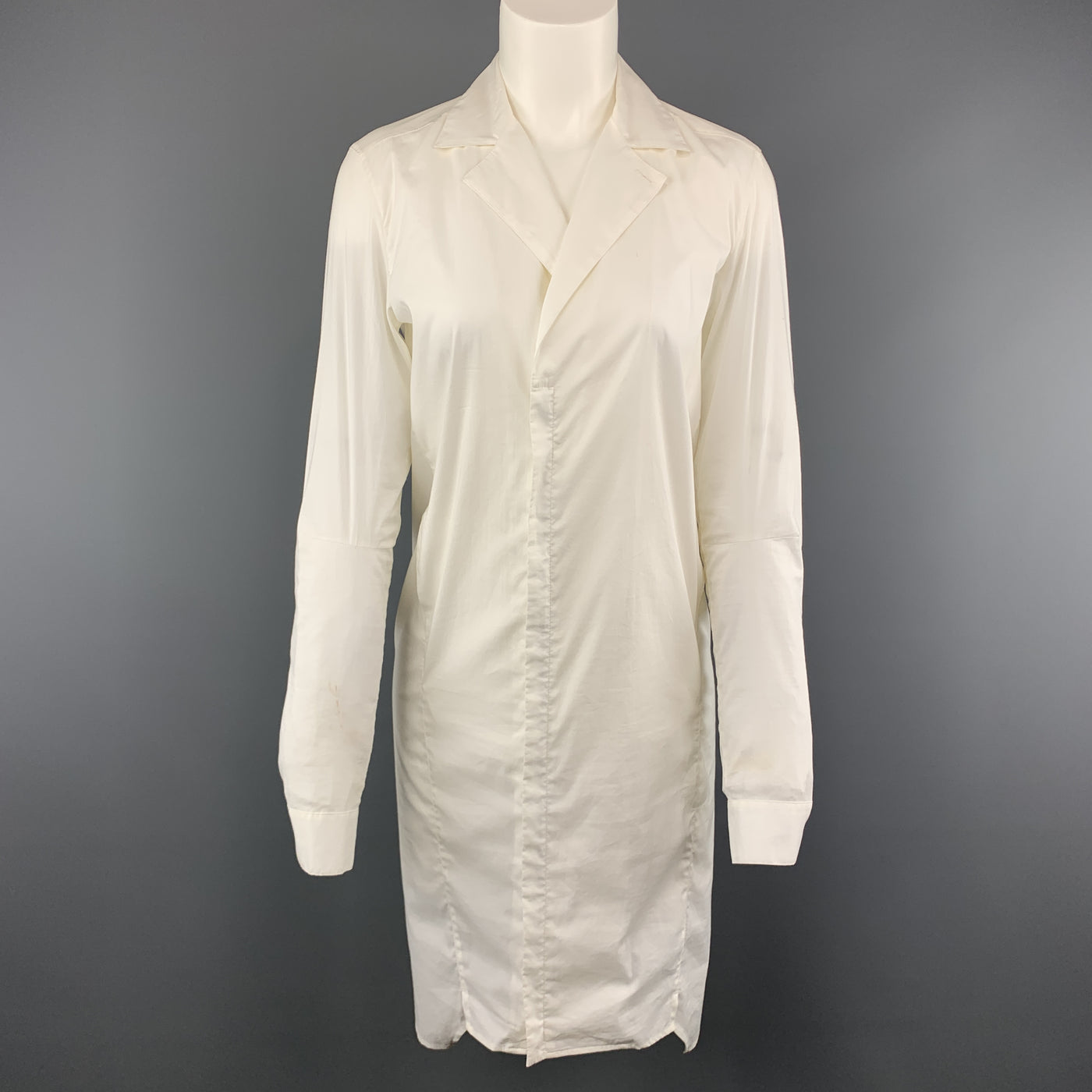 HELMUT LANG Size 4 White Lapel Shirt Dress