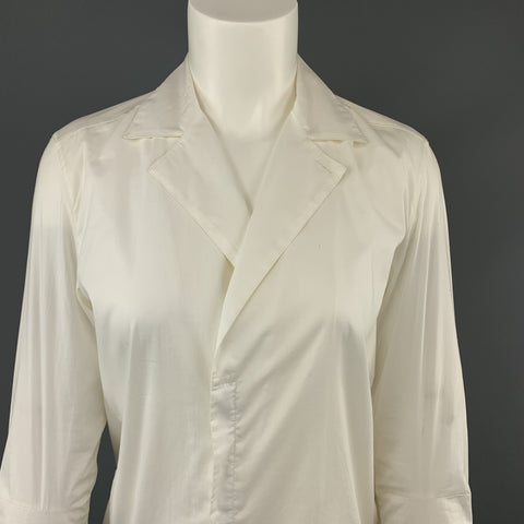 HELMUT LANG Size 4 White Lapel Shirt Dress