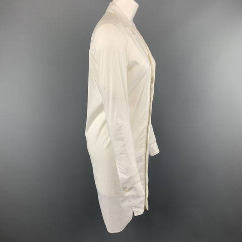 HELMUT LANG Size 4 White Lapel Shirt Dress