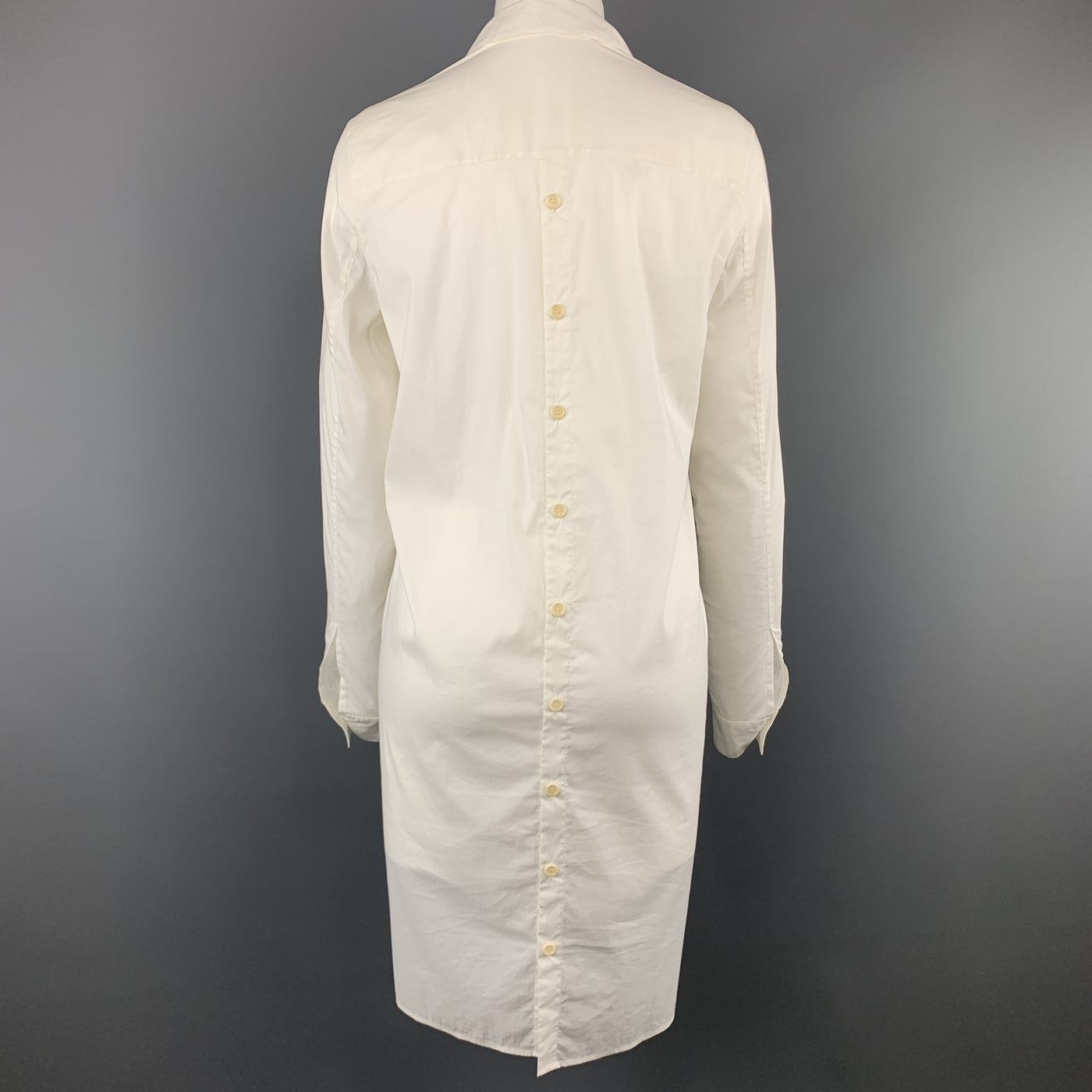 HELMUT LANG Size 4 White Lapel Shirt Dress