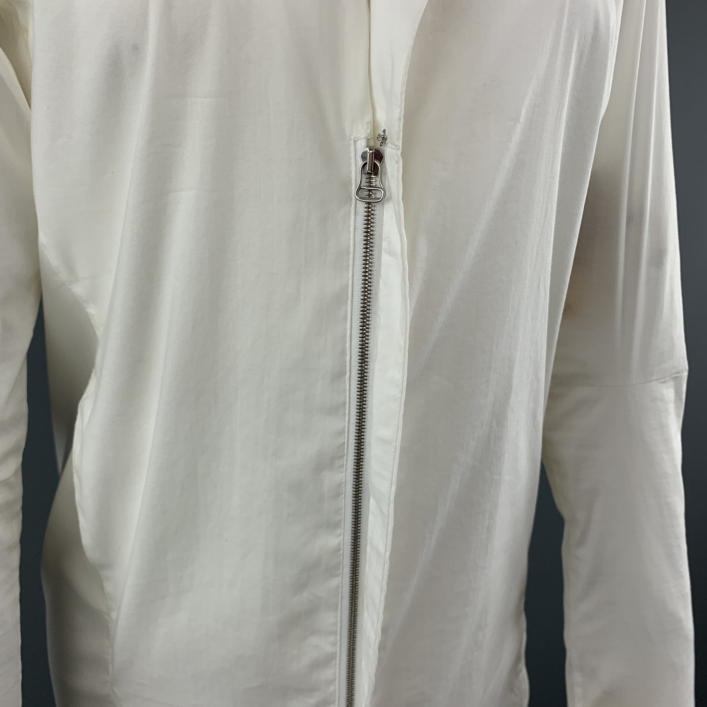 HELMUT LANG Size 4 White Lapel Shirt Dress
