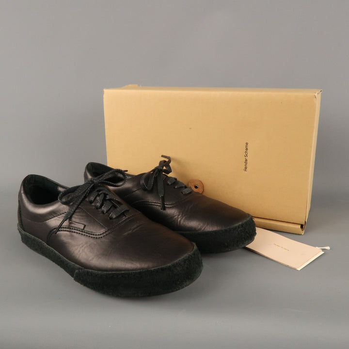 HENDER SCHEME Size 9.5 Black Leather Lace Up Sneakers