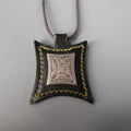 HERMES Brown Leather Engraved Silver Metal 2003 Necklace HERMES