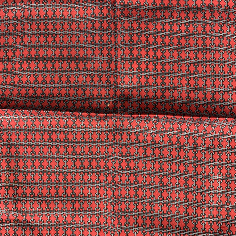 HERMES Chainlink Burgundy Silk Pocket Square