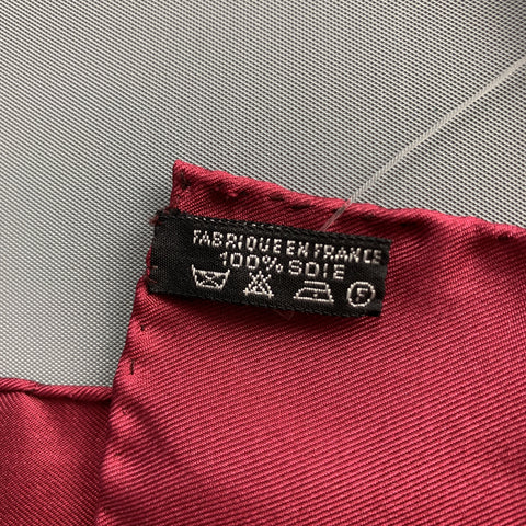 HERMES Chainlink Burgundy Silk Pocket Square