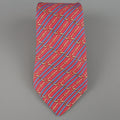 HERMES Red & Blue Diagonal Belt Stripe Print Silk Tie HERMES