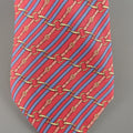 HERMES Red & Blue Diagonal Belt Stripe Print Silk Tie HERMES
