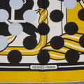 HERMES X COMME DES GARCONS 2013 Gold & Black Polka Dot Quadrige Silk Scarf HERMES